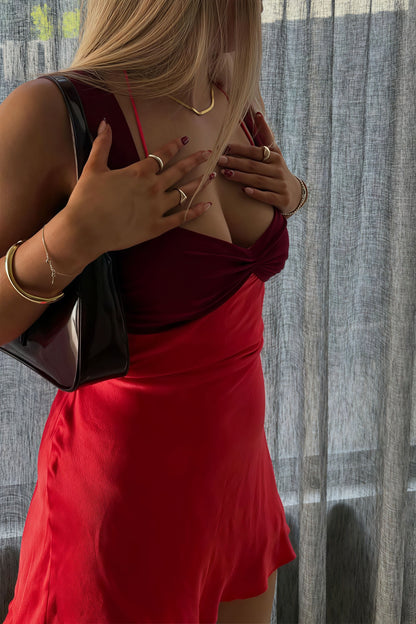 Sexy Cami Backless Satin Mini Dress