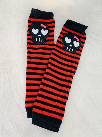 Gothic Punk Striped Fingerless Gloves