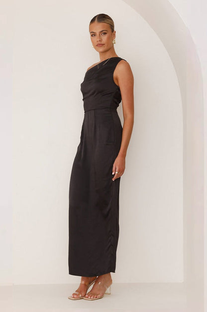 Solid Sleeveless Asymmetric Formal Dress