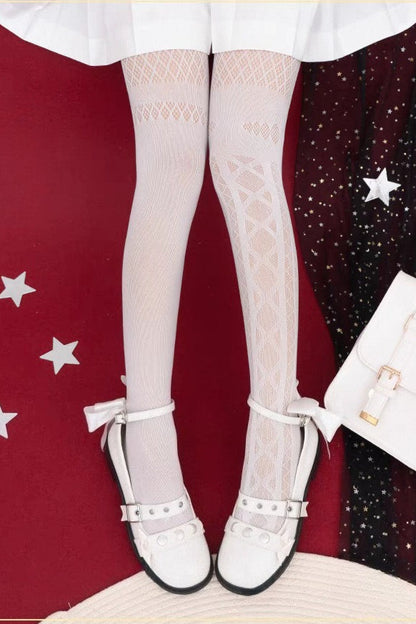 Gothic Ribbon Dark Fishnet Socks