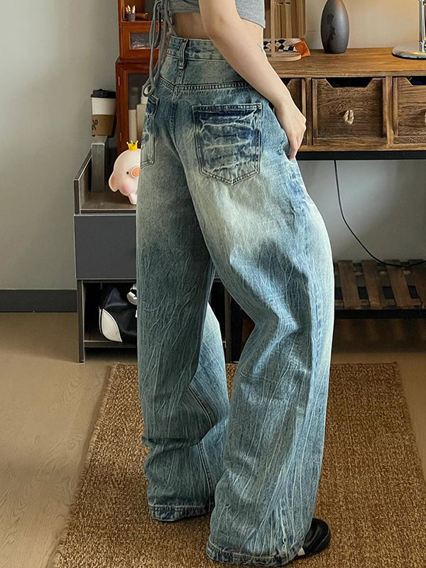 American Style Water Washing Aging Boyfriend Jeans