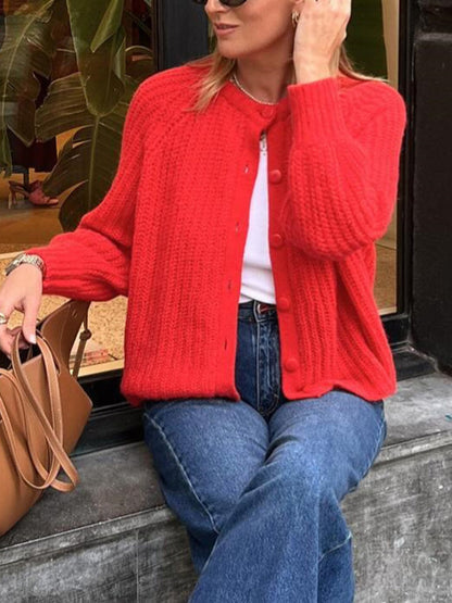 Solid Color Long Sleeve Cardigan