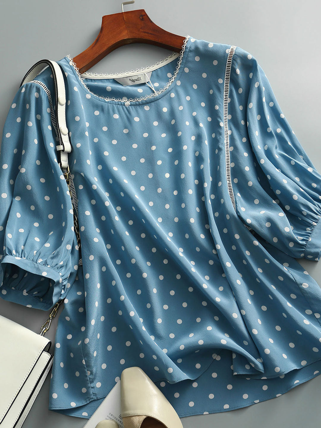 Jocelyn Classic Polka Dot Loose Chiffon Top
