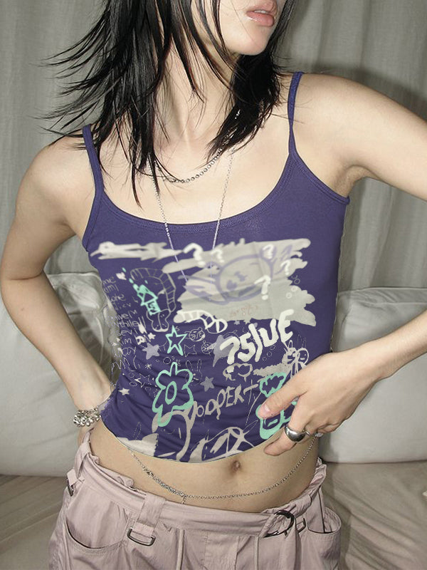 Street Graffiti Print Cami Top