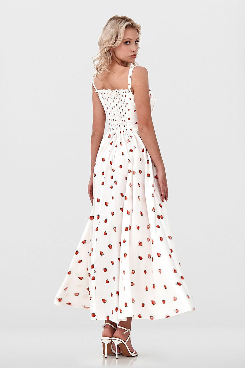 Floral Cami Tie High Waist Slit Midi Dress