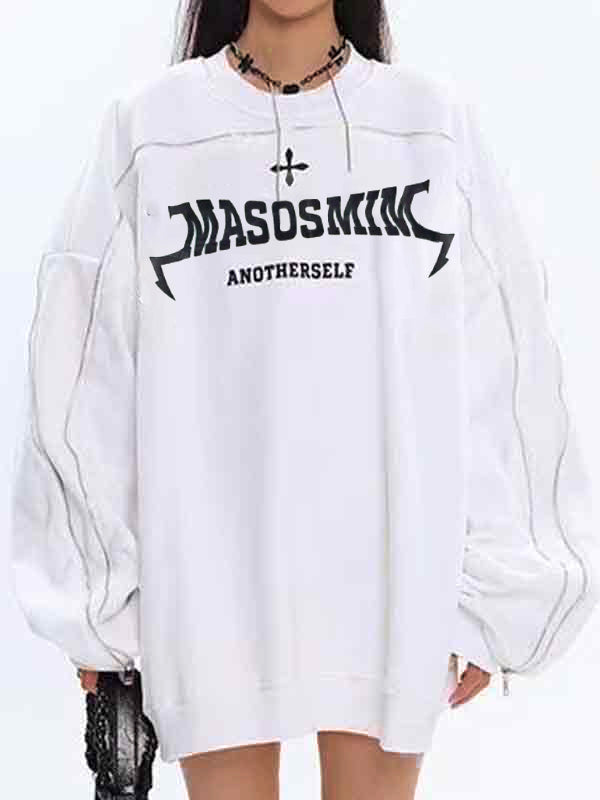 Letter Print Zipper Design Sweatshirt