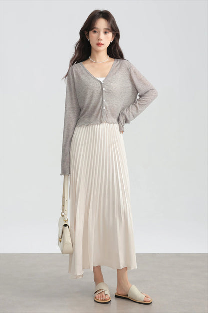 Tencel V-Neck Cropped Cardigan