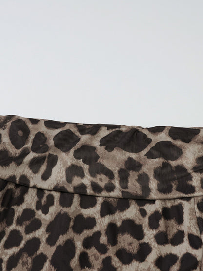 One Shoulder Leopard Print Long Sleeve Tee