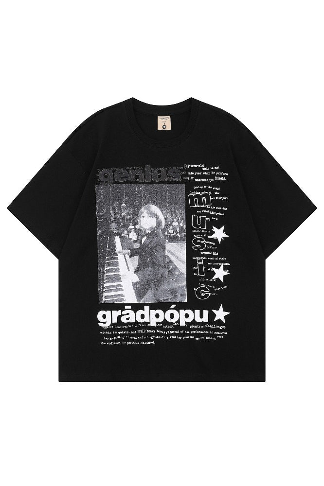 Punk Rock Print Loose Fit T-Shirt