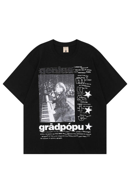Punk Rock Print Loose Fit T-Shirt