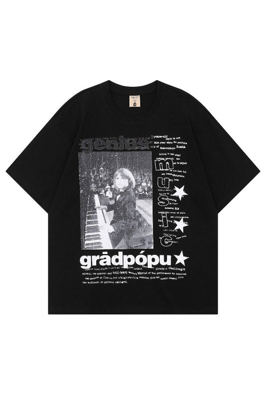Punk Rock Print Loose Fit T-Shirt