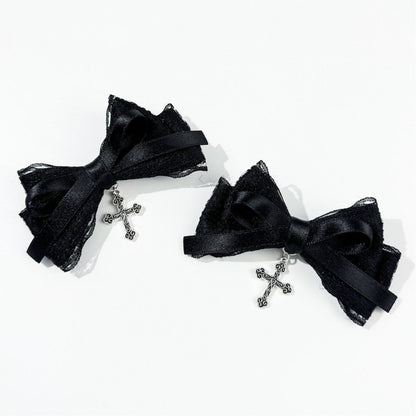 Dark Sweet Cool Lace Cross Bow Hair ACCS
