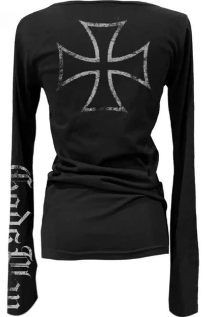 Y2K Dark American U-shaped Knit Top