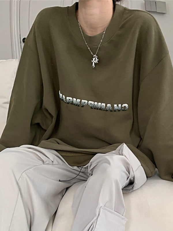Simple Letter Print Loose Sweatshirt