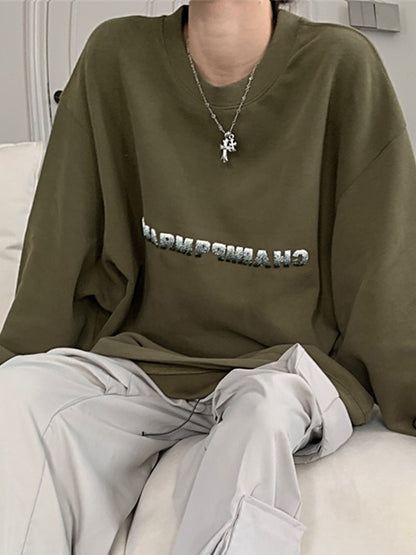 Simple Letter Print Loose Sweatshirt