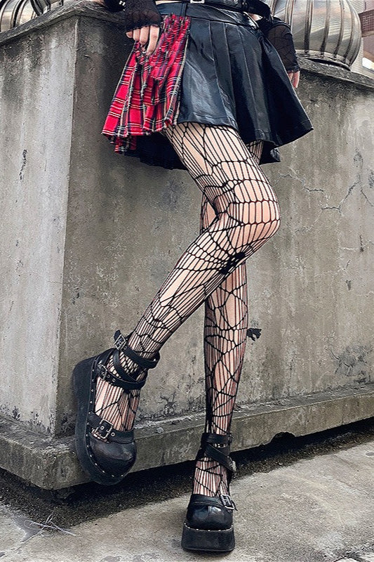 Gothic Spider Mesh Fishnet Socks