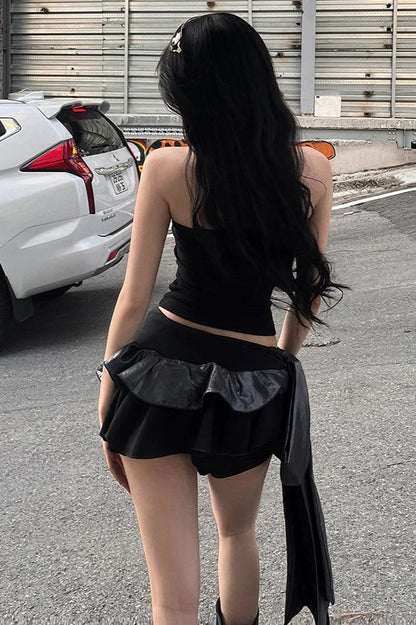 Patchwork Patent Leather Mini Skirt
