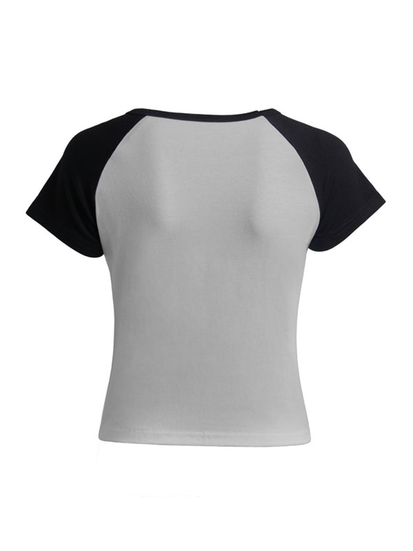 Raglan Sleeves Printed Short Sleeve Tee