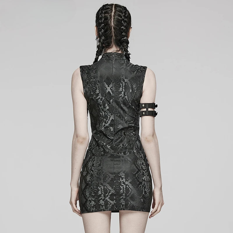 Women's Punk Snake-skin  Gothic Hollowed Out Dress