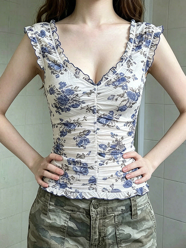 Holiday-Inspired Floral Print Short Sleeve