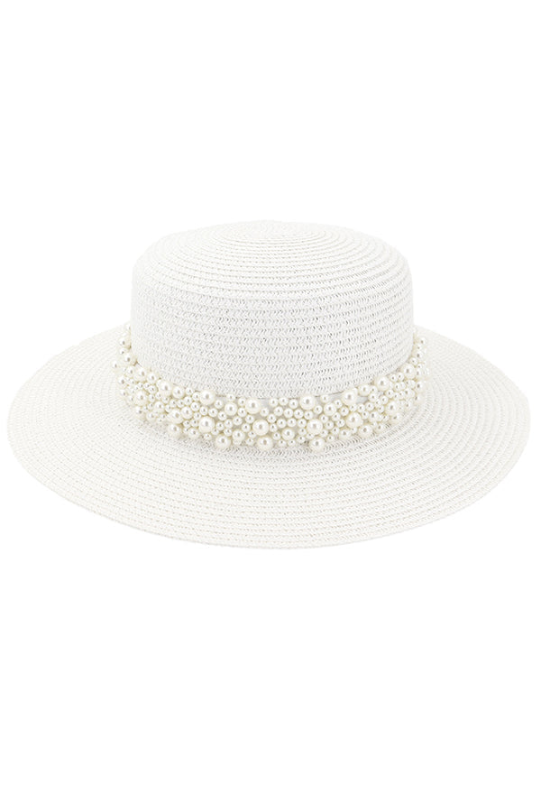 Pearl Embellished Beach Hat