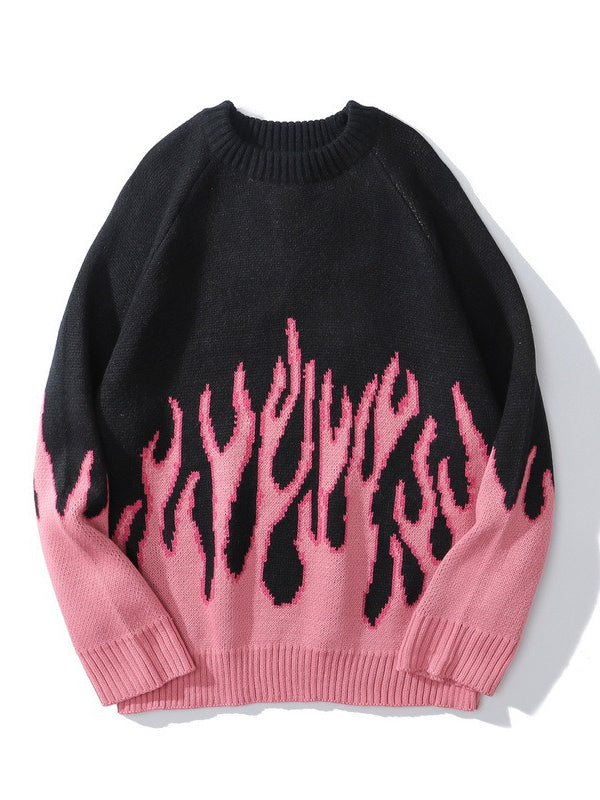 Hip-Hop Oversized Crewneck Knit Sweater