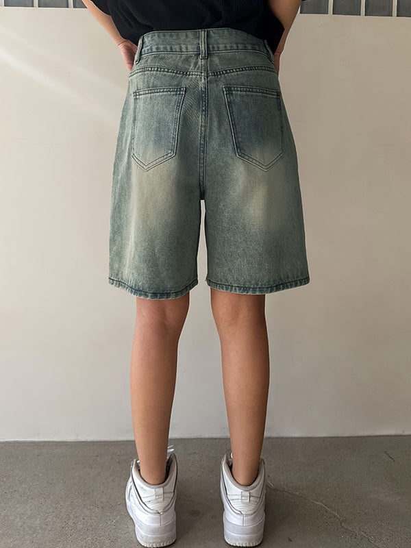 Vintage Loose Straight Denim Shorts