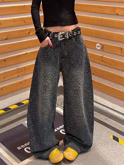 Gradient Leopard Print Boyfriend Jeans