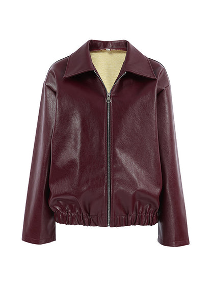 Large Lapel Leather Loose Jacket