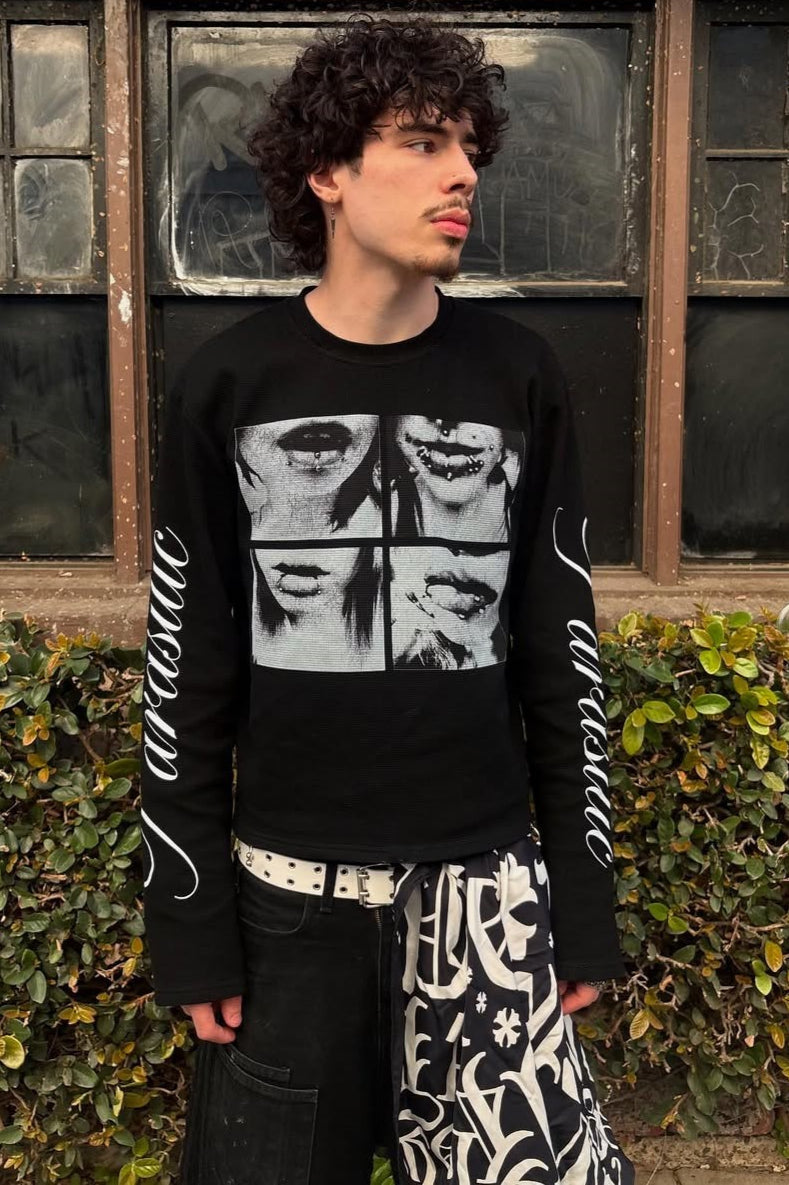 Gothic Punk 3D Print Long Sleeve Knit Top