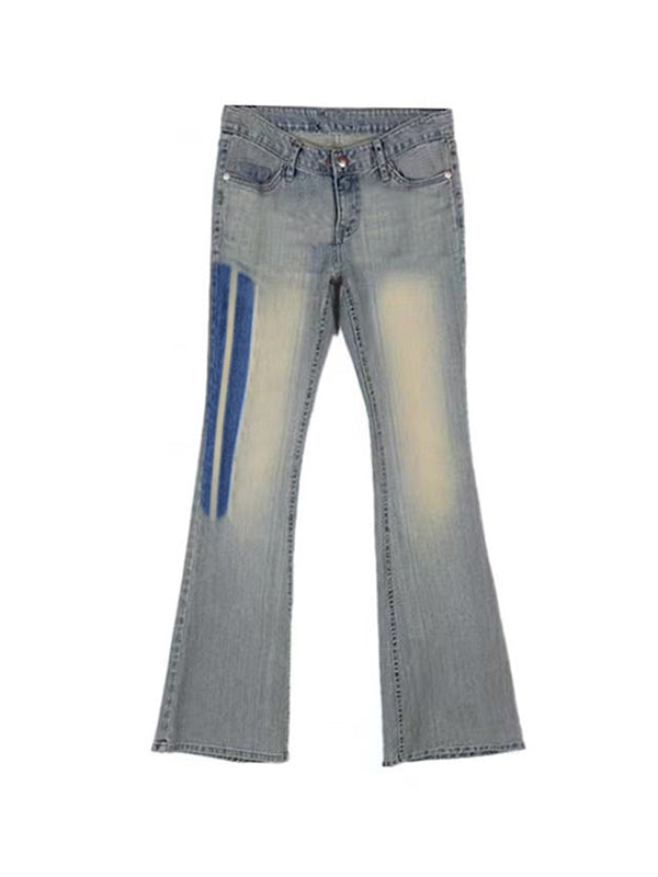 Washed Low Waist Stretchy Flare Jeans