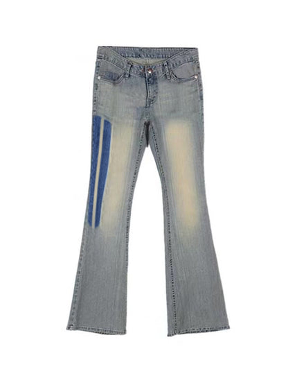 Washed Low Waist Stretchy Flare Jeans
