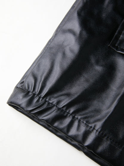Oversized Black Faux Leather Jacket