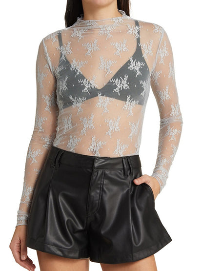 Perspective Lace Mesh Long Sleeve Tee