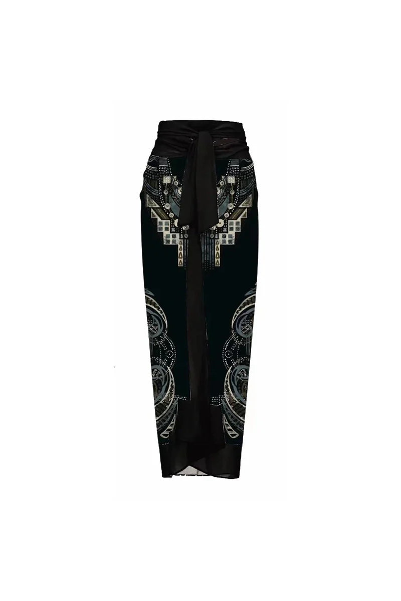 Traje de baño de una pieza con estampado floral y flor negra 3D