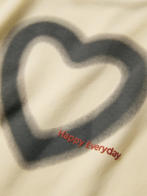 Blurred Heart Print Raglan Long Sleeve Tee