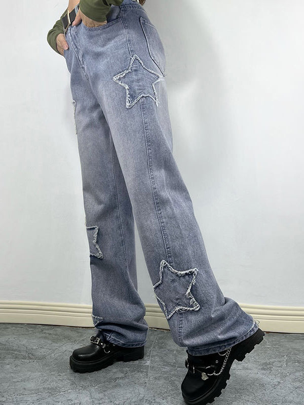 Distressed Star Patch Boyfriend Jeans