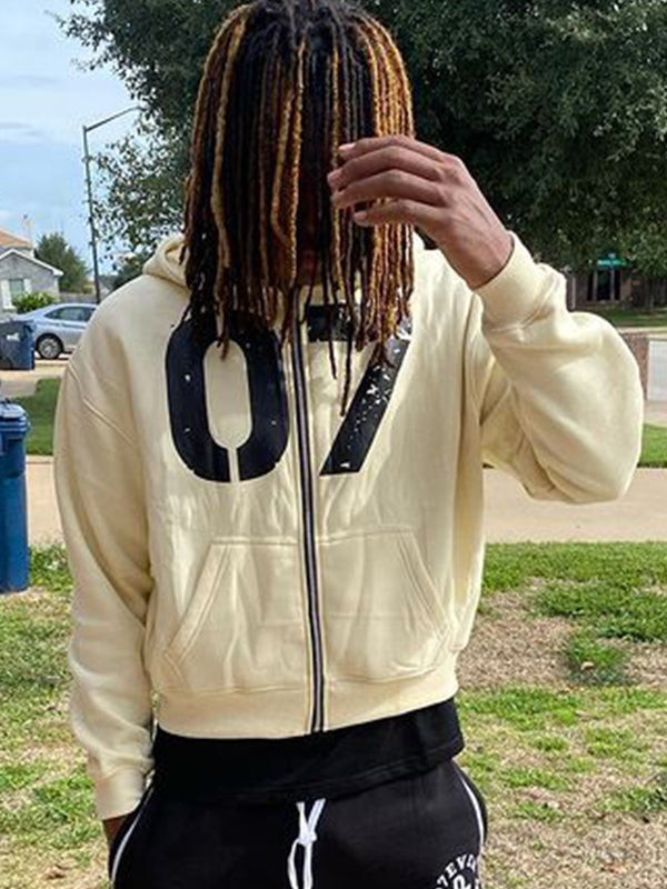 Lettering Oversized Long Sleeve Hoodie