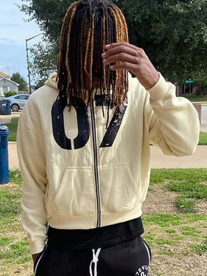 Lettering Oversized Long Sleeve Hoodie