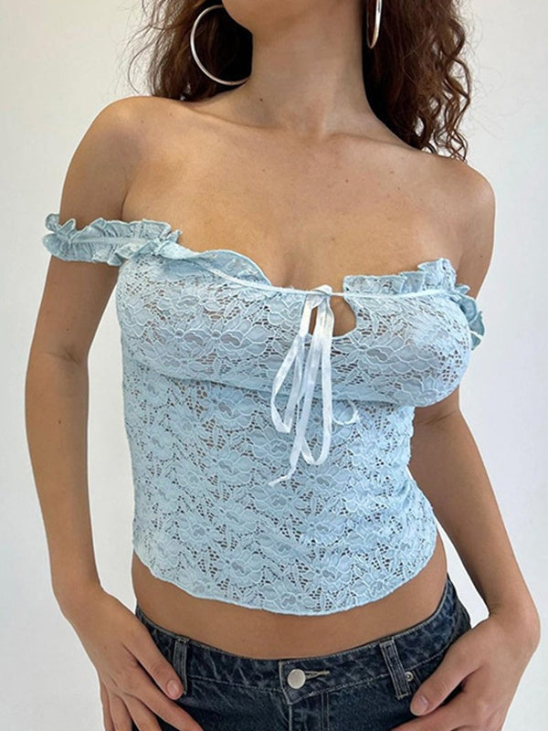 Lace Fungus Strap Tie Up Cami Top