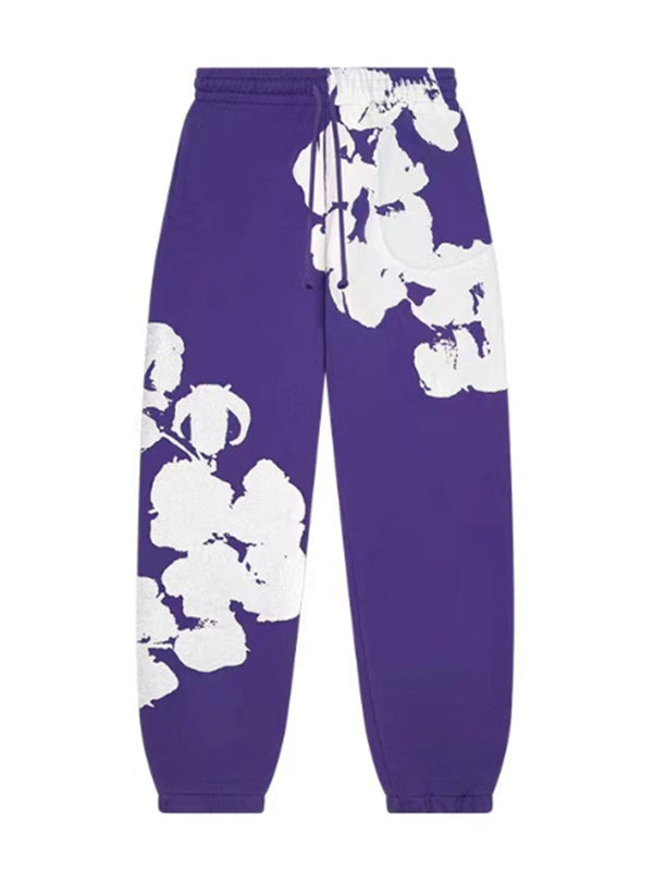 Abstract Floral Print Sweatpants