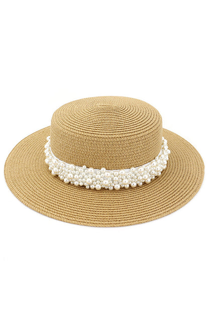 Pearl Embellished Beach Hat