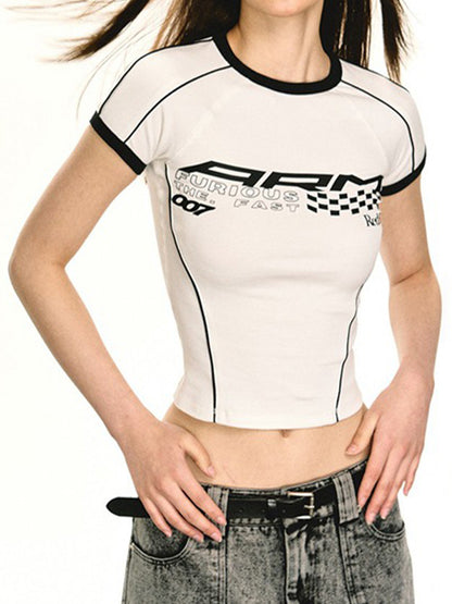 Contrast Print Splice Short Sleeve Tee