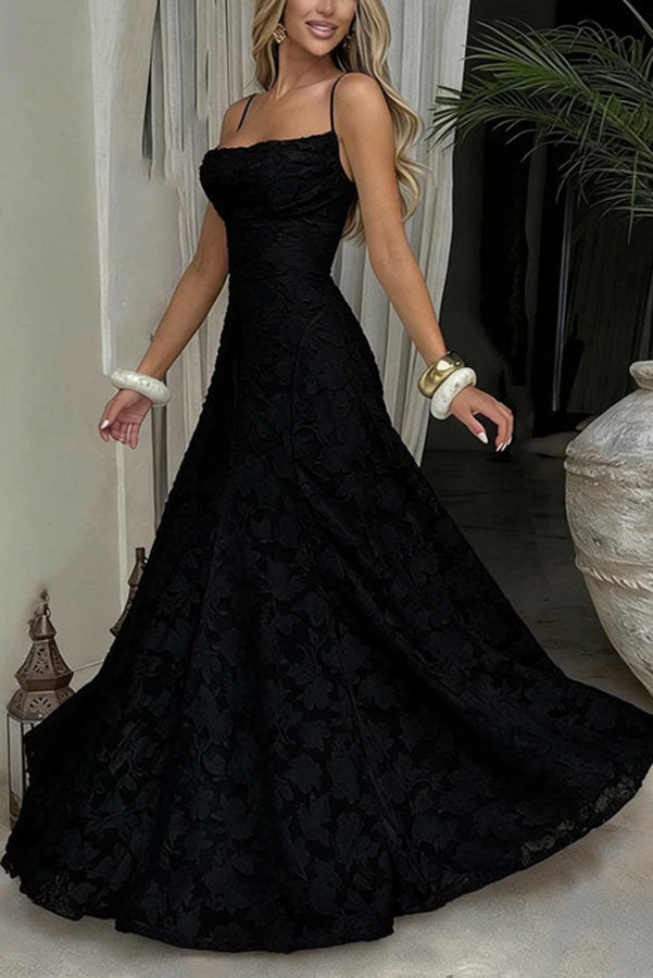Francis Custom Floral Burnout Fabric Cowl Neck Back Lace-up Maxi Dress