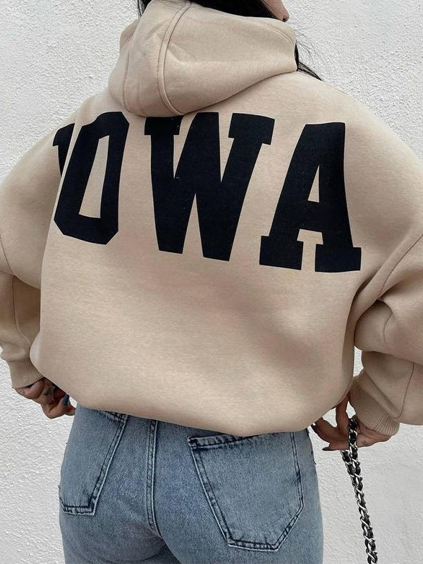 Letter Print Short Oversized Hoodie