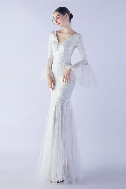 Sequin Ruffled Mesh Party Dress