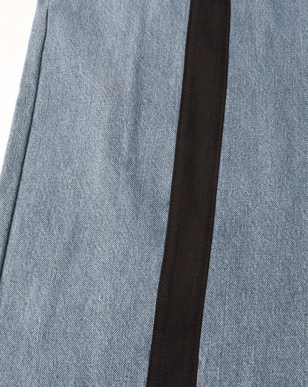 High Waisted Color Block Straight Casual Irregular Jeans