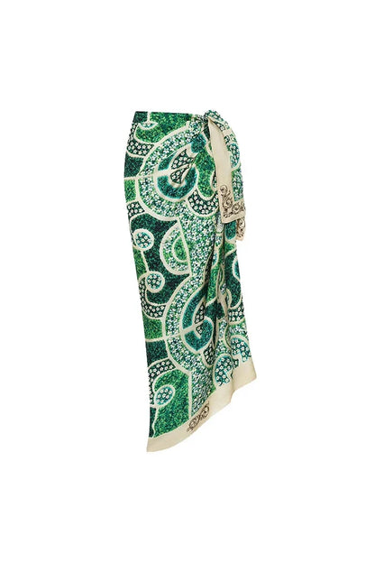 Traje de baño de una pieza con estampado étnico verde