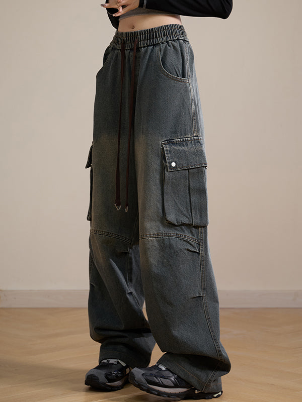 Loose straight design Cargo Jeans