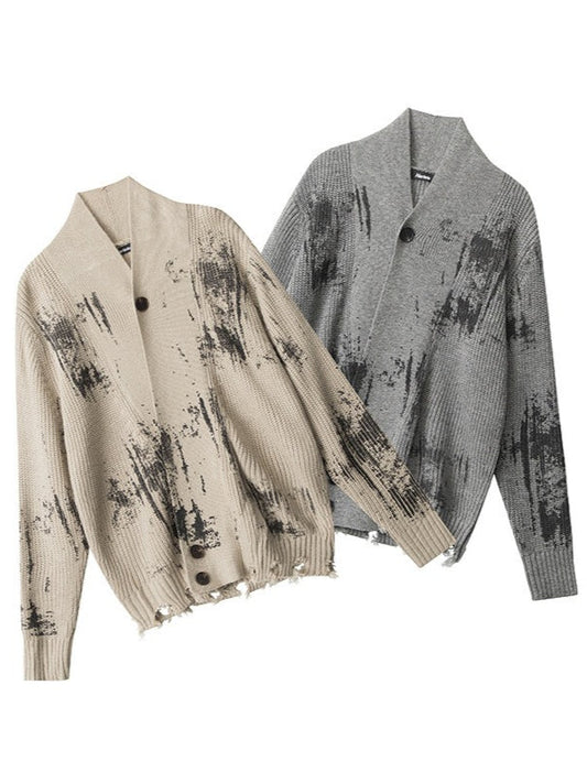Gothic Tie-Dye Stand Collar Cardigan Sweater